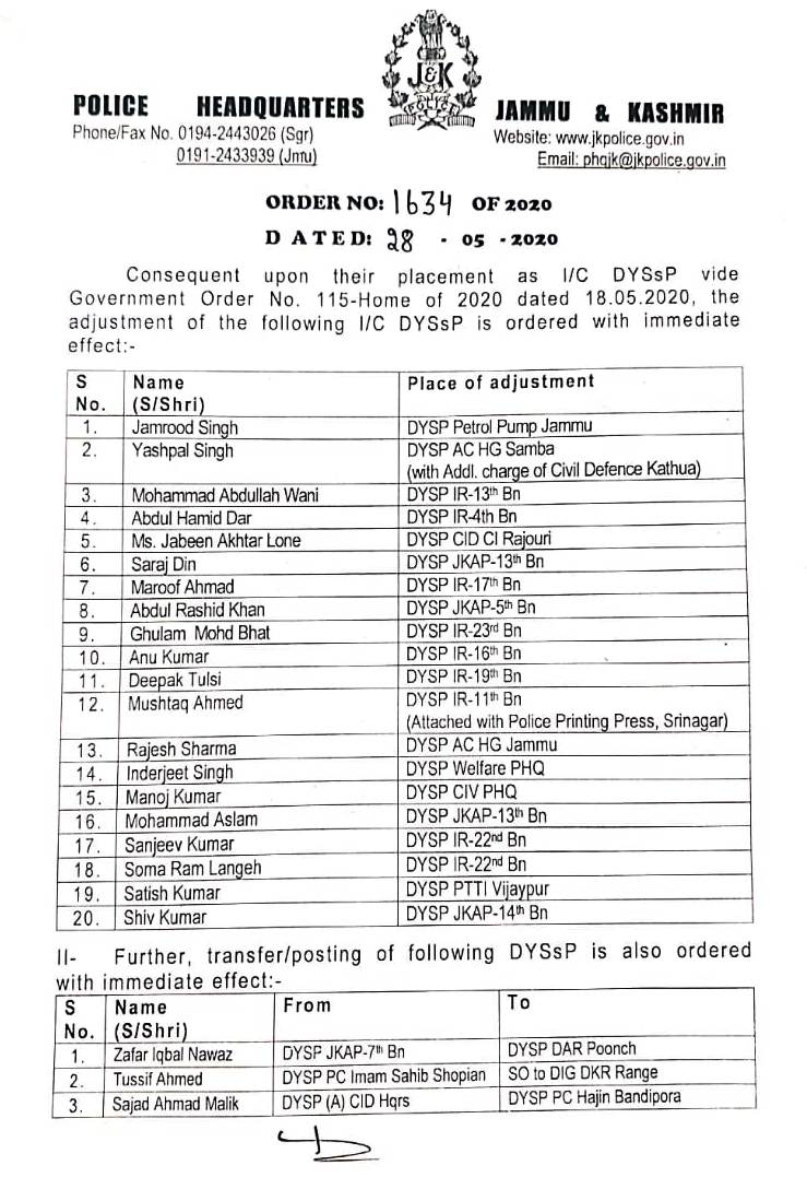 23 Dy SP transferred