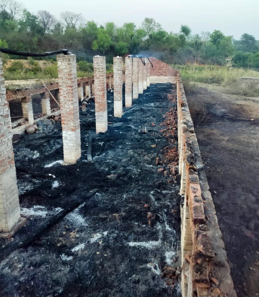 Four poultry farms in Akhnoor were completely destroyed by fire on Friday.