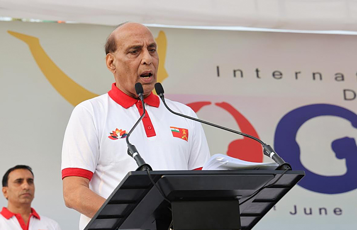 Better to practice Yoga than depend on medicines: Rajnath Singh on 10th International Day of Yoga.