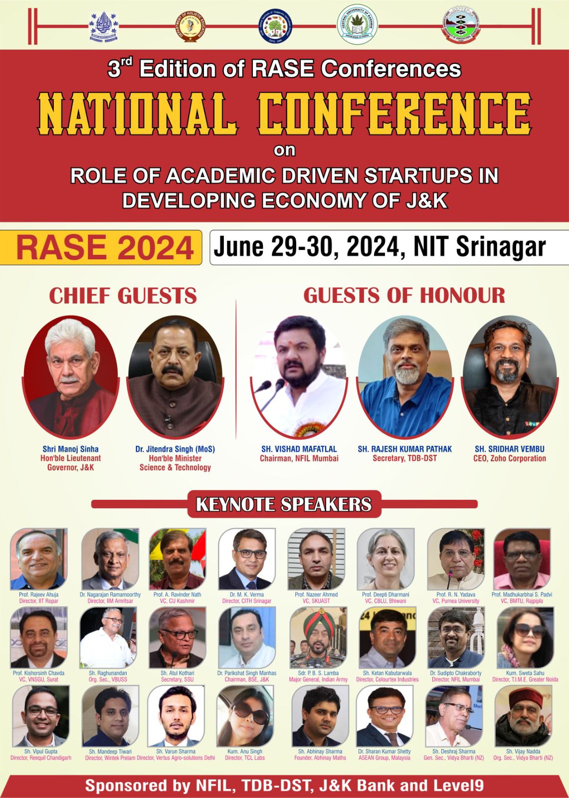 LG Manoj Sinha to inaugurate 2-day National Conference on RASE-2024 at NIT Srinagar.