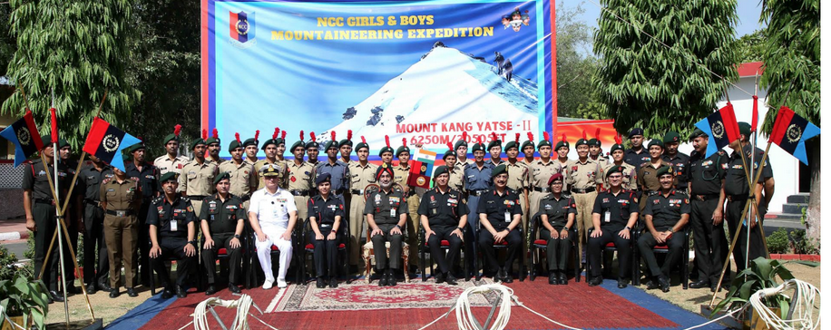 DG NCC flags-off Boys & Girls mountaineering expedition to Mt Kang Yatse-II in Ladakh region.